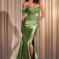 Satin Fit & Flare Scoop Neckline Gown by Cinderella Divine CD804 - Special Occasion