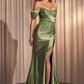 Satin Fit & Flare Scoop Neckline Gown by Cinderella Divine CD804 - Special Occasion