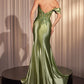 Satin Fit & Flare Scoop Neckline Gown by Cinderella Divine CD804 - Special Occasion