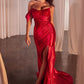 Satin Fit & Flare Scoop Neckline Gown by Cinderella Divine CD804 - Special Occasion