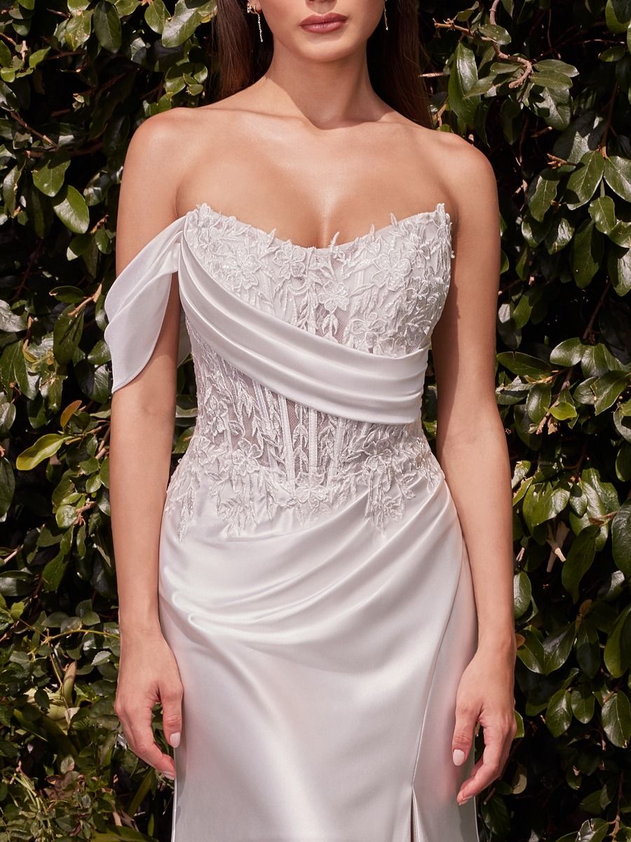 Embellished Bodice Scoop Neckline Bridal Gown by Cinderella Divine CD804W - Special Occasion