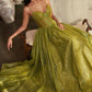 Glitter V-Neckline A-Line Gown by Cinderella Divine CD832 - Special Occasion