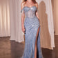 Embellished Off The Shoulder Gown by Cinderella Divine CD848 - Special Occasion/Curves