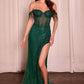 Embellished Off The Shoulder Gown by Cinderella Divine CD848 - Special Occasion/Curves