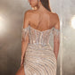 Embellished Off The Shoulder Gown by Cinderella Divine CD848 - Special Occasion/Curves