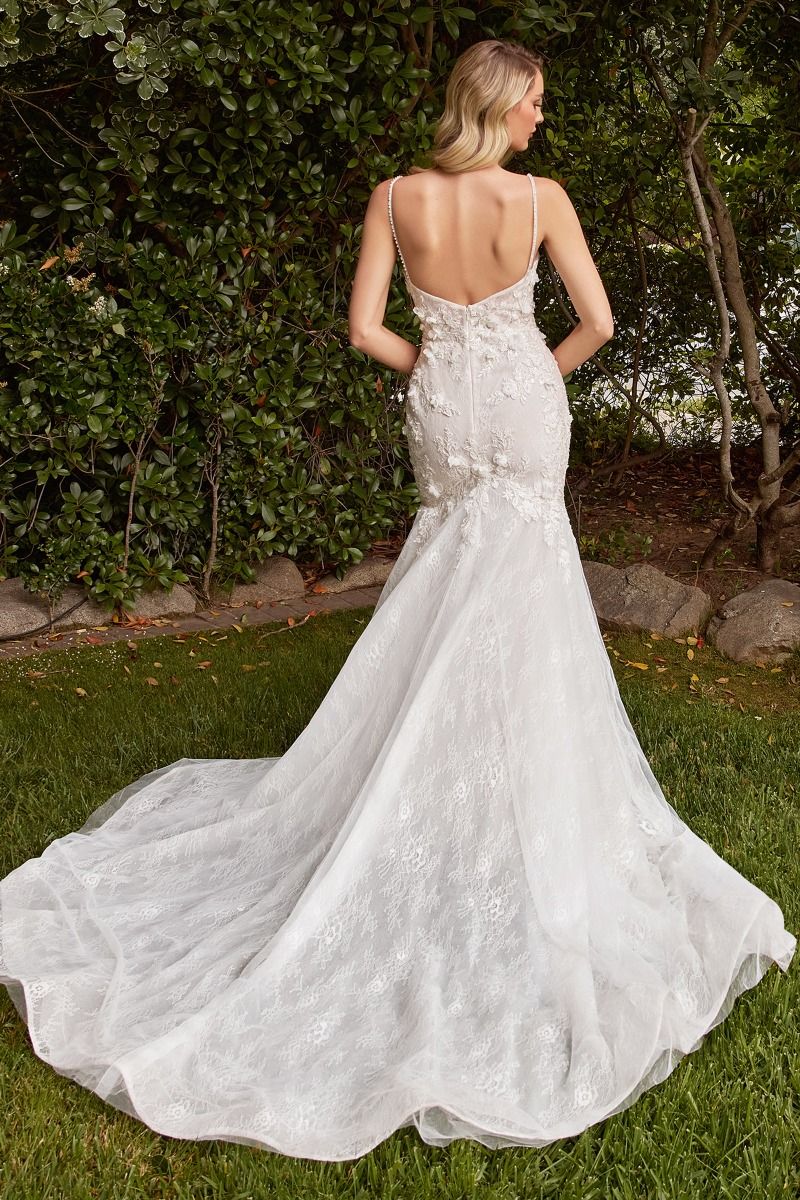 Layered Lace Keyhole Neckline Mermaid Bridal Gown by Ladivine CD856W