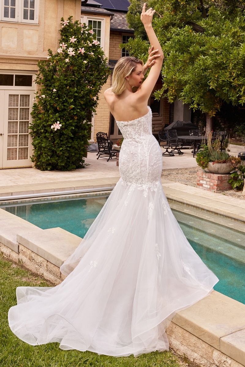 Strapless Mermaid Bridal Gown with Removable Sleeves by Cinderella Divine CD858W