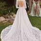 Lace V-Neckline with Removable Sleeves Bridal Gown by Ladivine CD862W