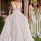 Lace V-Neckline with Removable Sleeves Bridal Gown by Ladivine CD862W