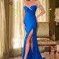 Satin Off The Shoulder Leg Slit Gown By Ladivine CD867 - Special Occasion/Curves