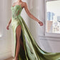 Embellished Satin Fitted Slit Gown By Ladivine CD868 - Women Evening Formal Gown - Special Occasion