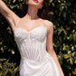 Satin Sweetheart Neckline Leg Slit Bridal Dress by Ladivine CD868W - Special Occasion