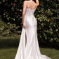 Satin Sweetheart Neckline Leg Slit Bridal Dress by Ladivine CD868W - Special Occasion