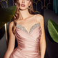 Fitted Satin Corset Slit Gown By Ladivine CD888 - Women Evening Formal Gown - Special Occasion