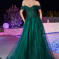 Off the Shoulder Lace Bodice Tulle A-Line Gown by Cinderella Divine CD961 - Special Occasion/Curves