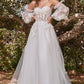 Lace & Tulle Strapless Off the Shoulder Long Sleeve Bridal Gown by Ladivine - CD962W