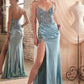 Lace Fitted Glitter Satin Mermaid Gown by Ladivine - CDS439 - Special Occasion