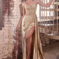 Fitted Satin Sweetheart Neckline Leg Slit Gown By Ladivine CDS440 - Special Occasion