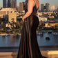 Embellished Satin Sheath Leg Slit Gown by Cinderella Divine CDS440C - Special Occasion/Curves