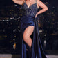 Embellished Satin Sheath Leg Slit Gown by Cinderella Divine CDS440C - Special Occasion/Curves