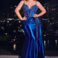 Embellished Satin Sheath Leg Slit Gown by Cinderella Divine CDS440C - Special Occasion/Curves