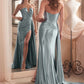 Fitted Satin Strapless Leg Slit Gown By Ladivine CDS441 - Women Evening Formal Gown - Special Occasion