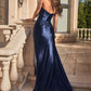 Fitted Satin Strapless Leg Slit Gown By Ladivine CDS441 - Women Evening Formal Gown - Special Occasion