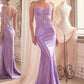 Fitted Glitter & Lace Stretch Satin Gown by Ladivine CDS450 - Special Occasion