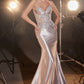 Fitted Glitter & Lace Stretch Satin Gown by Ladivine CDS450 - Special Occasion