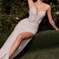 Lace Bodice Strapless Bridal Dress by Ladivine CDS465W - Special Occasion