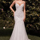 Embellished Strapless Mermaid Wedding Gown by Cinderella Divine CDS482W - Special Occasion