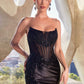 Strapless Lace & Satin Leg Slit Gown by Cinderella Divine CDS489 - Special Occasion