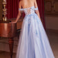 Off The Shoulder Tulle A-Line Gown by Cinderella Divine CDS490 -  Special Occasion