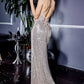 Fitted Sequin Cowl Gown with Lace up Back by Cinderella Divine CF199 - Special Occasion