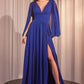 Chiffon V-Neckline A-Line Gown by Cinderella Divine CH028 - Special Occasion/Curves