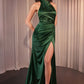 Satin Halter Neckline Leg Slit Gown by Cinderella Divine CH031 - Special Occasion