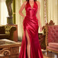 Halter Corset Waist Satin Gown by Cinderella Divine CH048 - Special Occasion