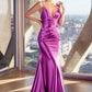 Fitted Stretch Satin Gown - Cinderella Divine CH062 - Special Occasion