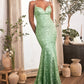 Fitted Sequin Mermaid Gown by Cinderella Divine CH066 - Special Occasion