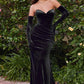 Velvet Strapless Fitted Gown with Gloves by Cinderella Divine CH176 - Special Occasion