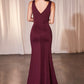 Higher Neckline Sheath Leg Slit Gown by Ladivine CH377 - Special Occasion/Curves