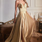 Cinderella Divine - CJ523 Spaghetti straps A-Line Satin Gown - Special Occasion/Curves