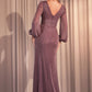 Long Sleeve V-Neckline Sheath Gown by Cinderella Divine CK2141 - Special Occasion/Curves