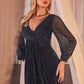 Long Sleeve V-Neckline Sheath Gown by Cinderella Divine CK2141 - Special Occasion/Curves