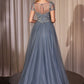 Embellished Lace Layered Tulle A-Line Gown by Cinderella Divine CM360 - Special Occasion/Curves