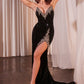 Strapless Sequin Sheath Leg Slit Gown by Cinderella Divine CP639 - Special Occasion