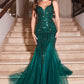 Fully Beaded V-Neckline Mermaid Gown by Cinderella Divine CR874 - Special Occasion