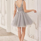 Sequin Beaded A-Line Tulle Short Dress by Cinderella Divine CY019 - Special Occasion