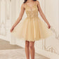 Beaded V-Neckline Layered Tulle Short Dress by Cinderella Divine CY022 - Special Occasion/Curves