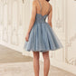 Beaded V-Neckline Layered Tulle Short Dress by Cinderella Divine CY022 - Special Occasion/Curves